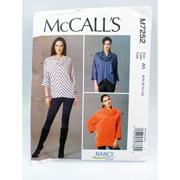 McCalls 7252 Sewing Pattern Loose Fitting Pullover Knit Top UNCUT Womans SZ 6-14 - Picture 1 of 2